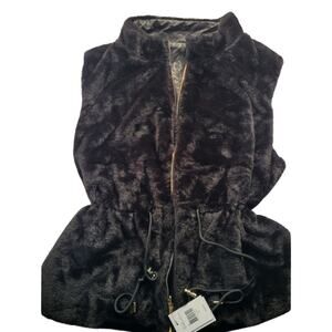 Guess Luxurious Black Faux Fur Vest Sz XL